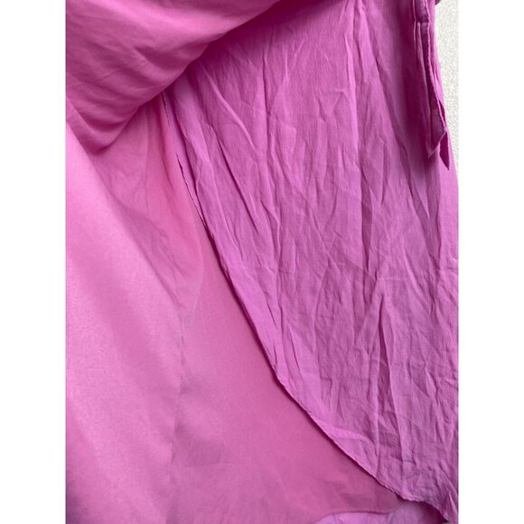 American Eagle Side Tie Wrap Midi Skirt Pink Women Large Barbie High Low Lined - Picture 6 of 12